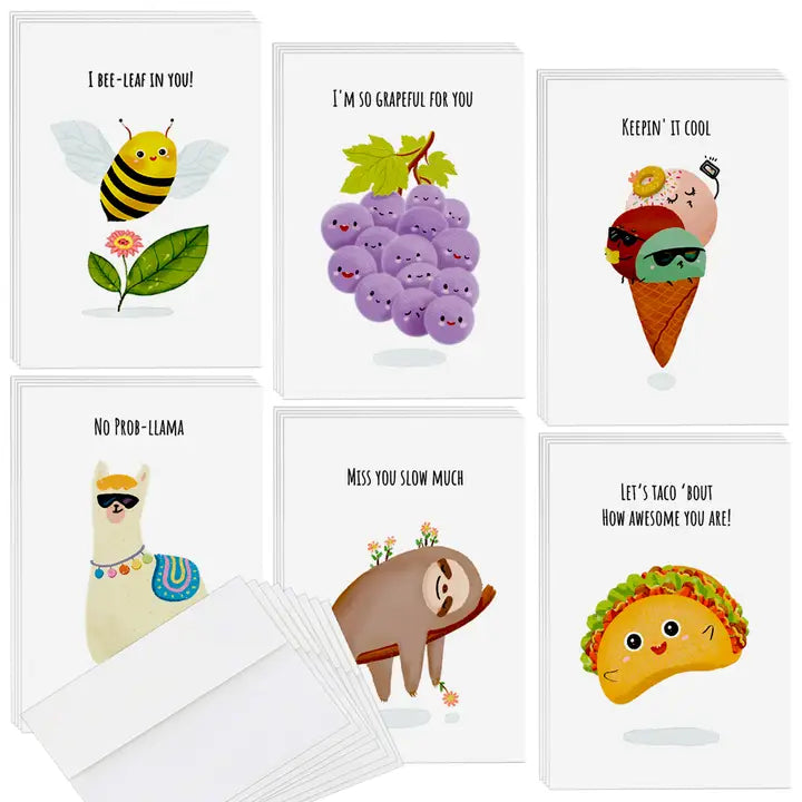 24 Funny Punny Notecards