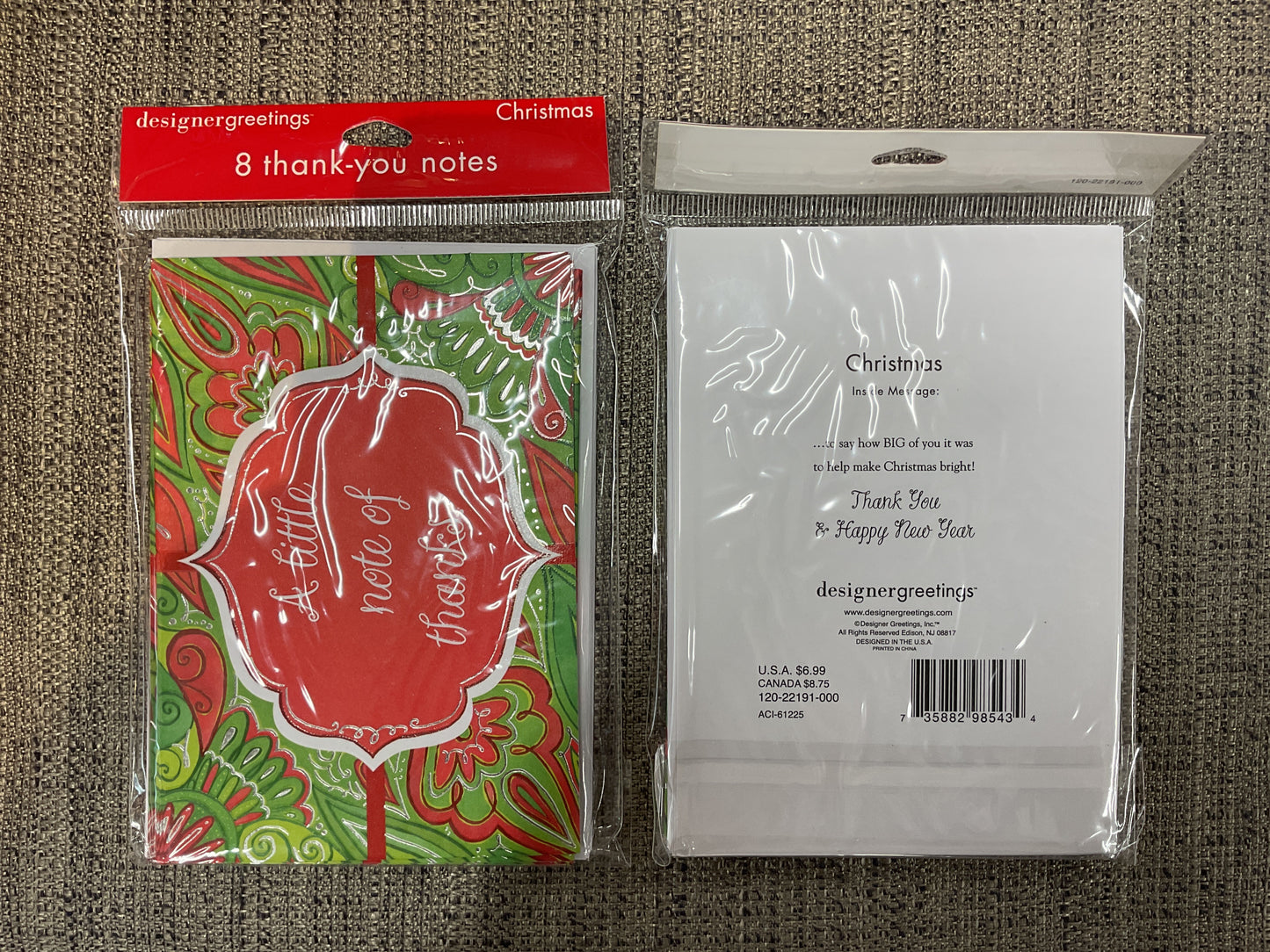 8 Ct Christmas Thank You Cards