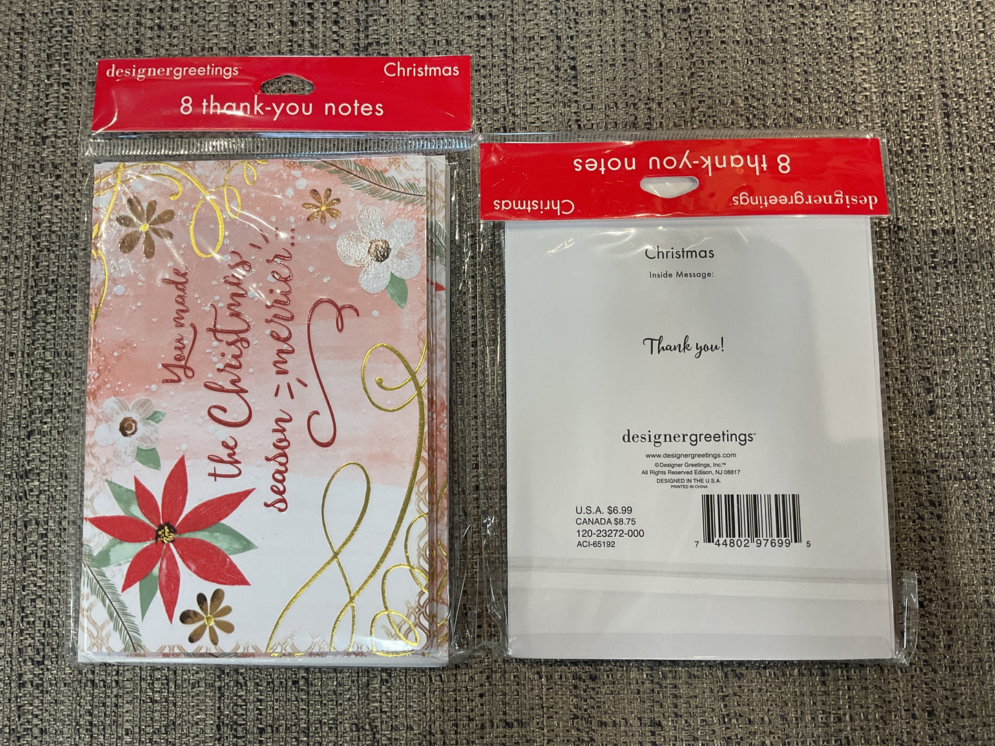 8 Ct Holiday Thank You Notes