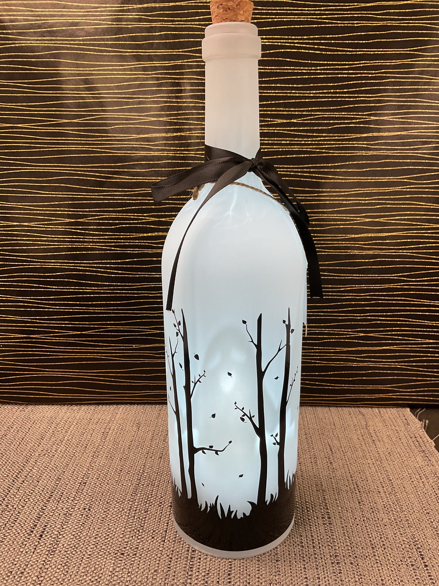 Glass Bottle Luminary W/ Moving Projected Ghosts