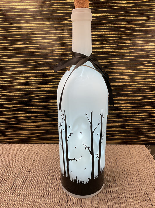 Glass Bottle Luminary W/ Moving Projected Ghosts