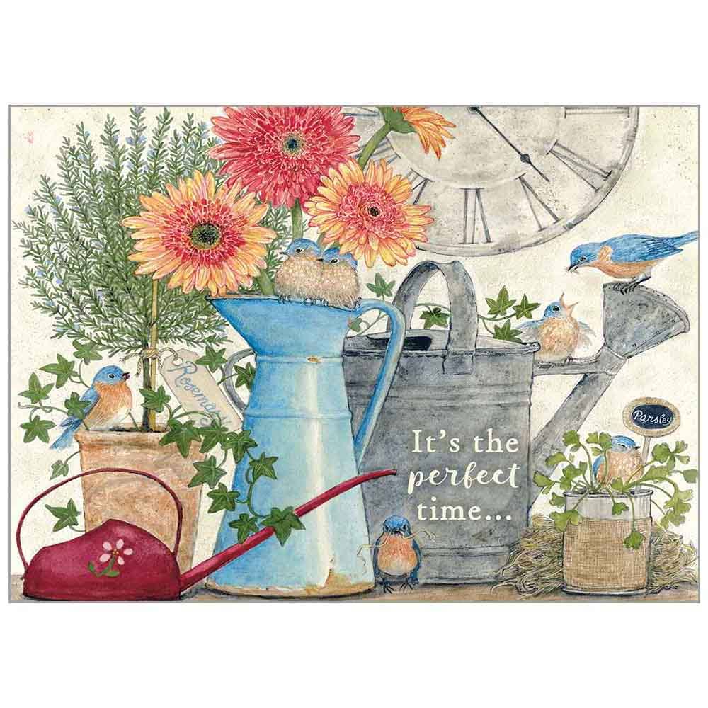 Watering Cans with Bluebirds - Birthday Card