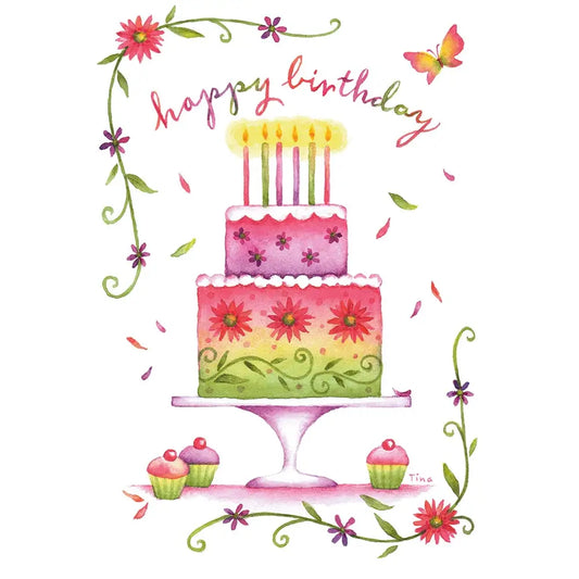 Flowery Birthday Cake - Birthday Value Card