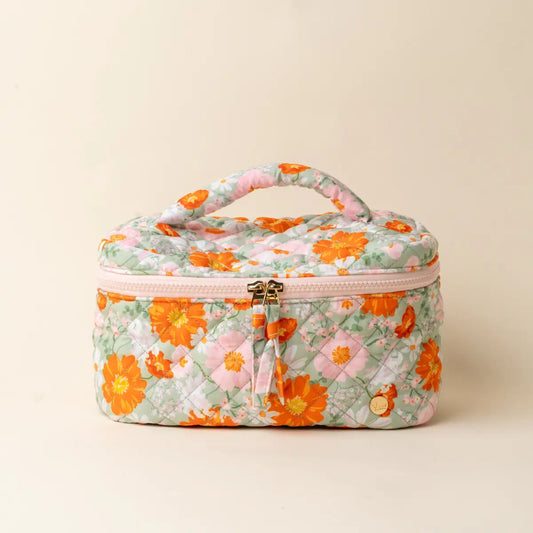 Glam & Go Quilted Cosmetic Bag–Bouquet Beauty Sage