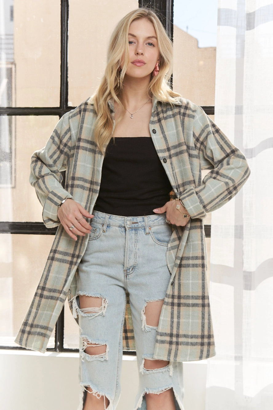 Flannel Shacket with Pockets