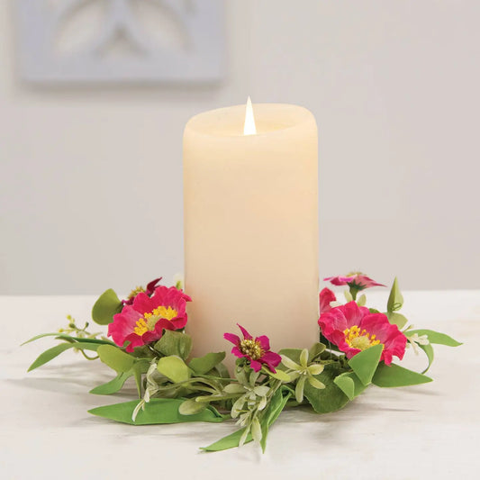Sunset Poppy & Wildflower Candle Ring - 3.5"