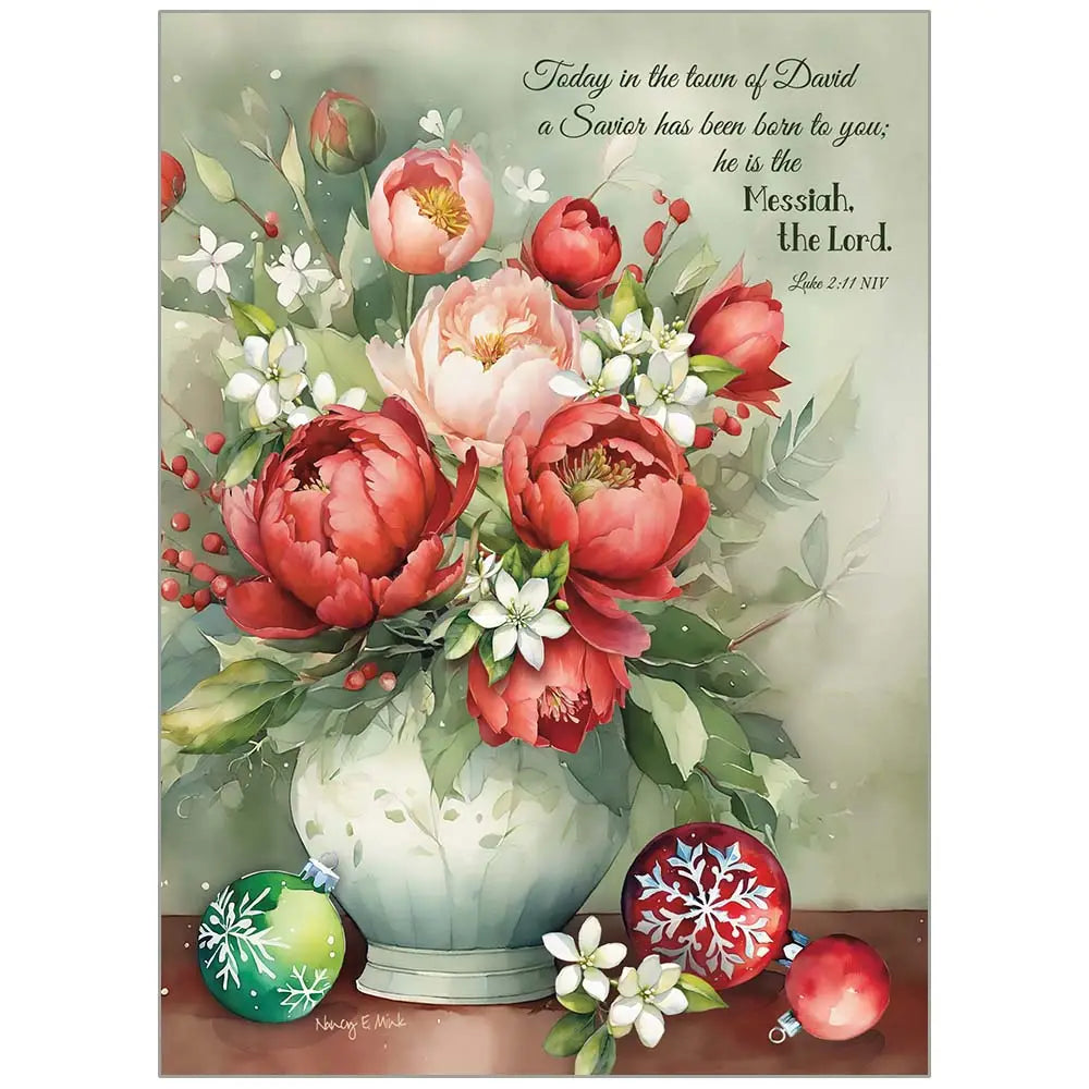 Ornaments and Flowers - Faith Christmas Card