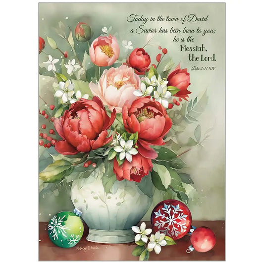 Ornaments and Flowers - Faith Christmas Card