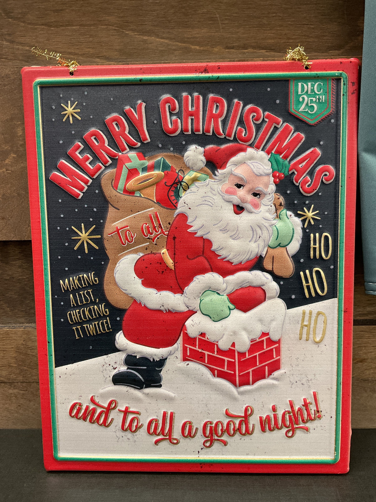 Metal Embossed Holiday Santa Wall Art - 2 Styles