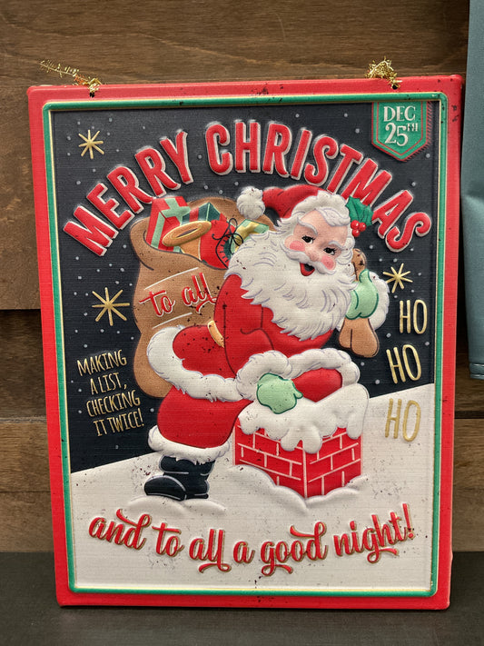 Metal Embossed Holiday Santa Wall Art - 2 Styles