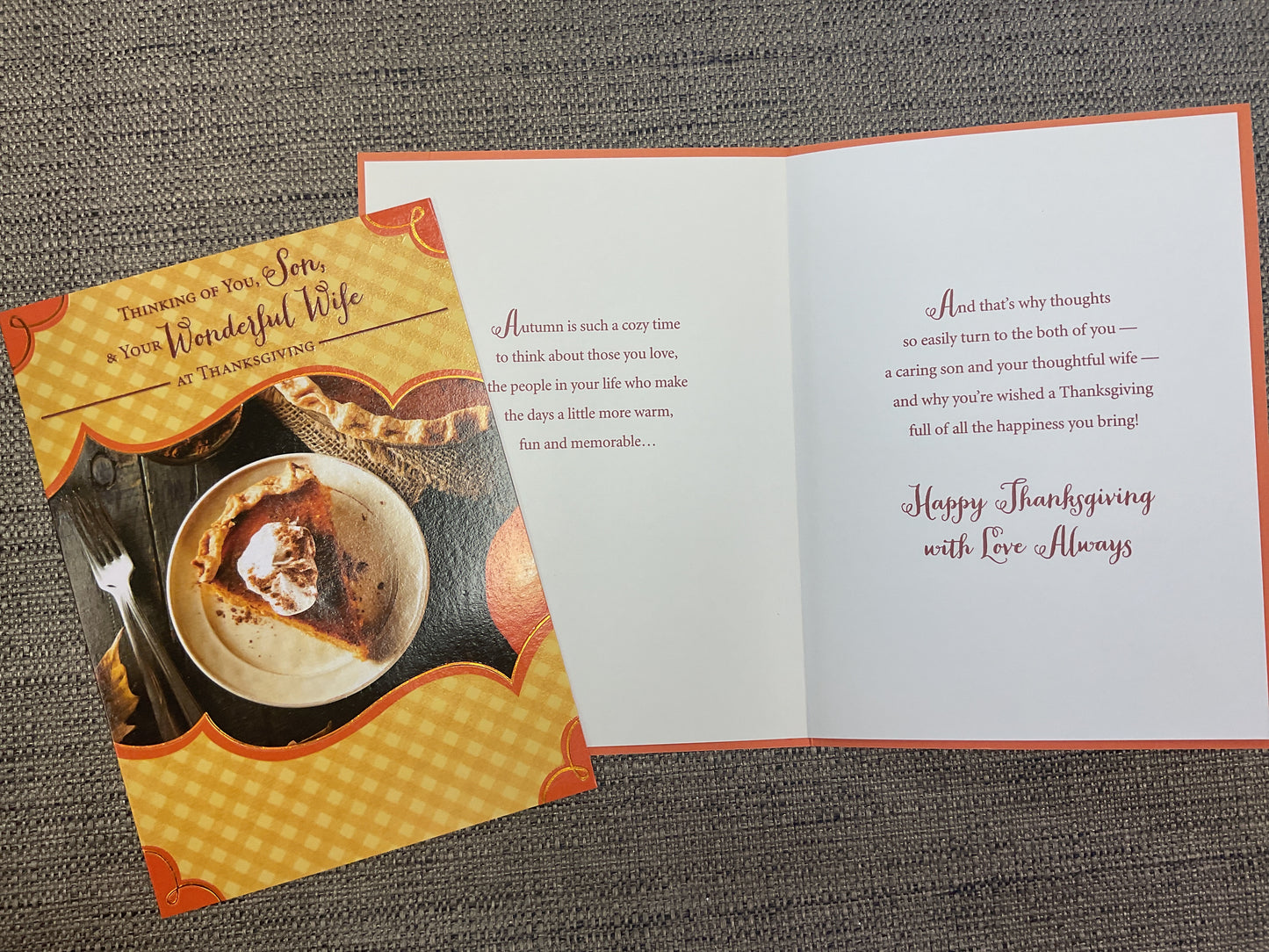 Son and Wife Thanksgiving Card