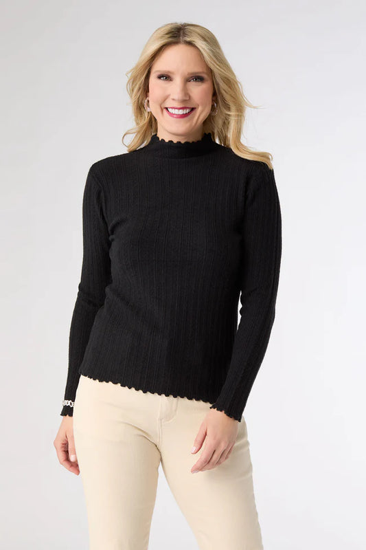 Funnel Neck Cable Knit Sweater