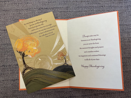 Across the Miles Religious Thanksgiving Card