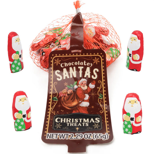 Mini Chocolatey Christmas Santas, Foil Wrapped in Mesh Bag