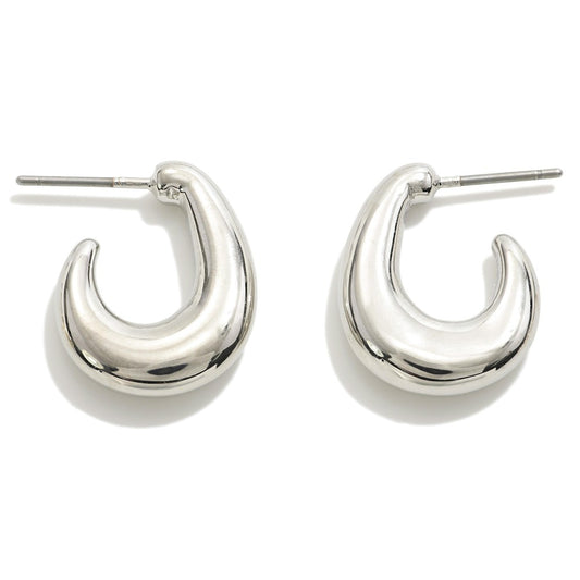 Simple Metal Curl Huggie Hoop Earrings