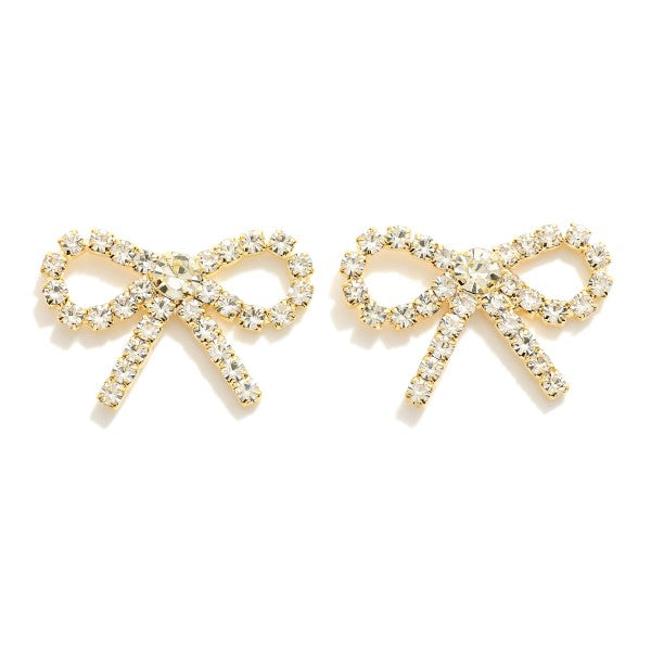 Rhinestone Bow Stud Earrings