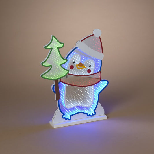 Lighted Holiday Infinity Penguin Decor
