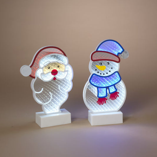Christmas Character Infinity Mirror Light, 2 Asst