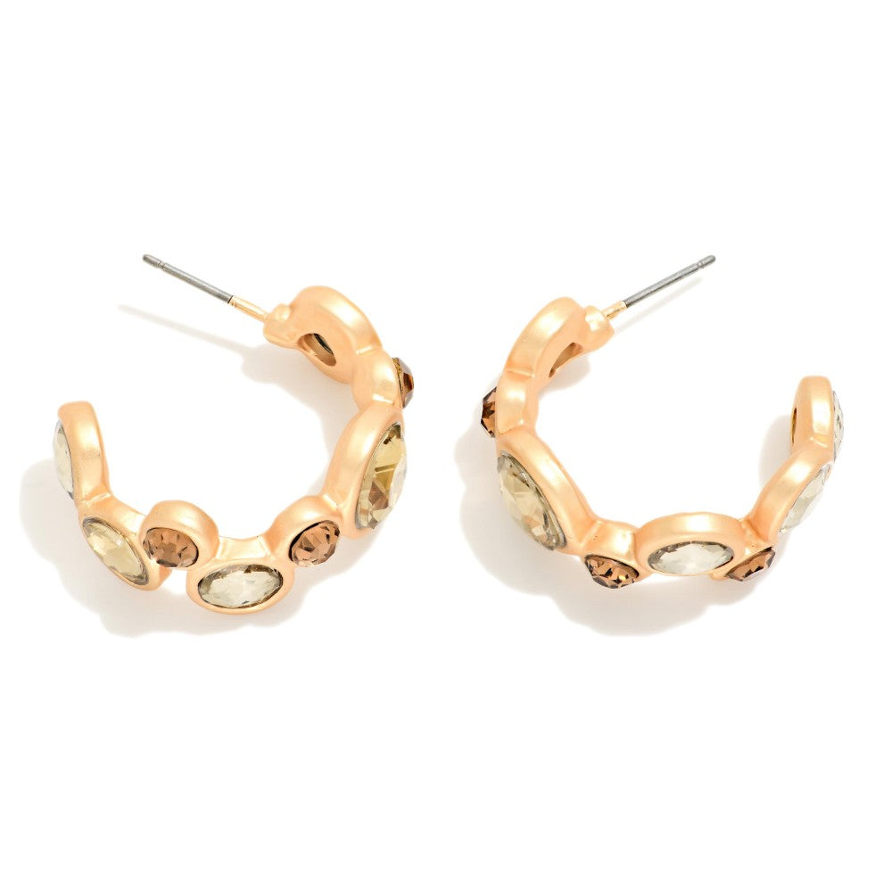Layered Rhinestone Circles Hoop Earrings