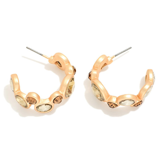 Layered Rhinestone Circles Hoop Earrings