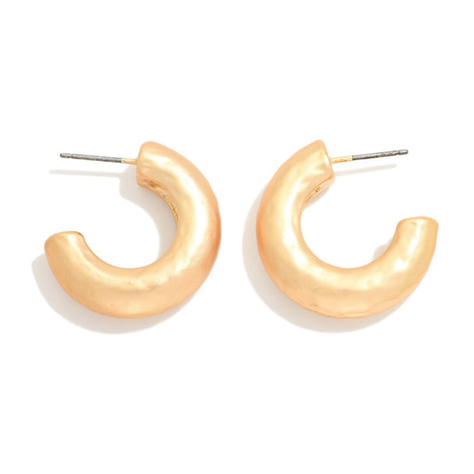 Chunky Hammered Metal Hoop Earrings