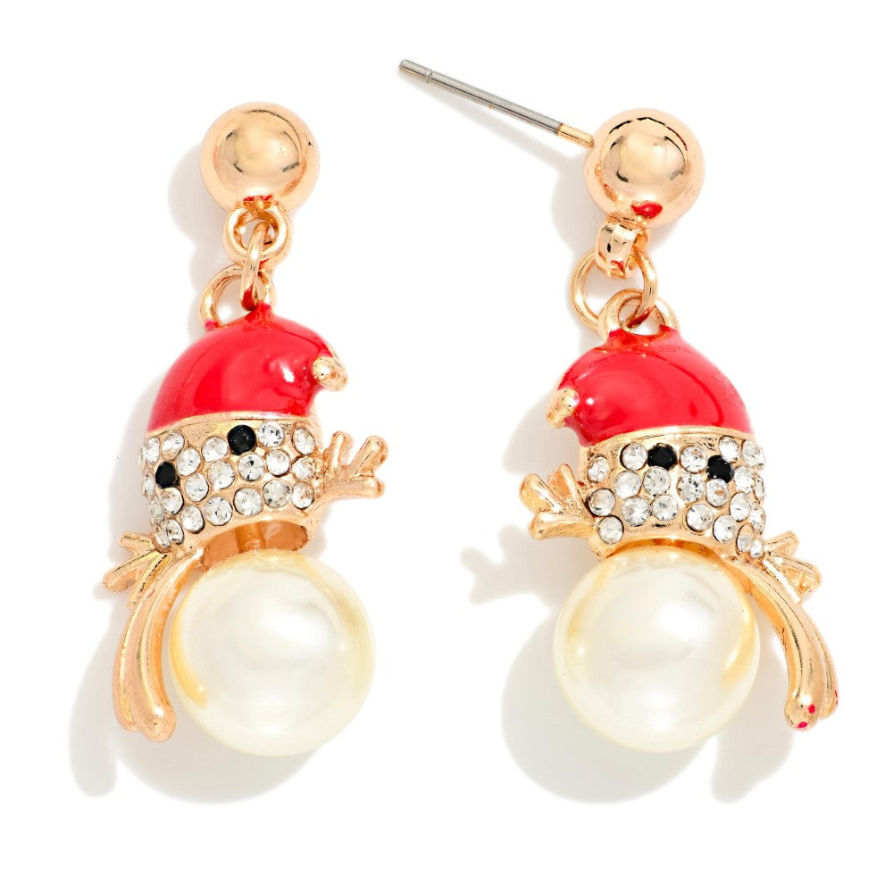 Christmas Enamel & Glitter Post Drop Earrings