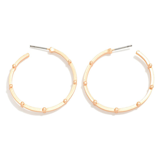 Metal Tone Studded Hoop Earrings