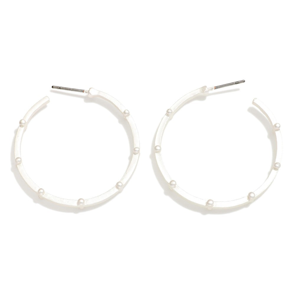 Metal Tone Studded Hoop Earrings