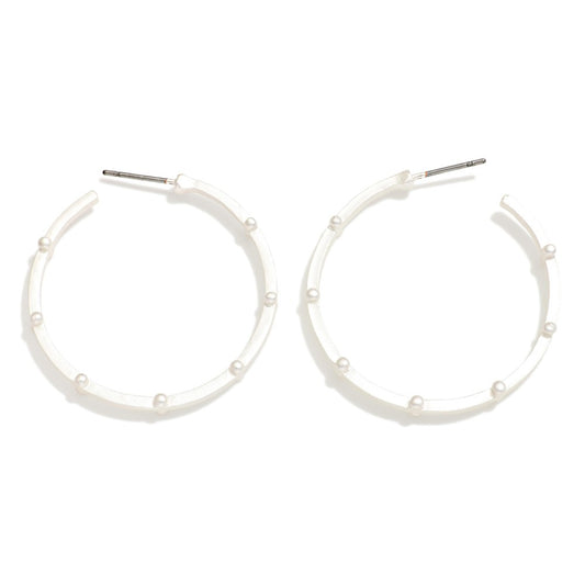 Metal Tone Studded Hoop Earrings