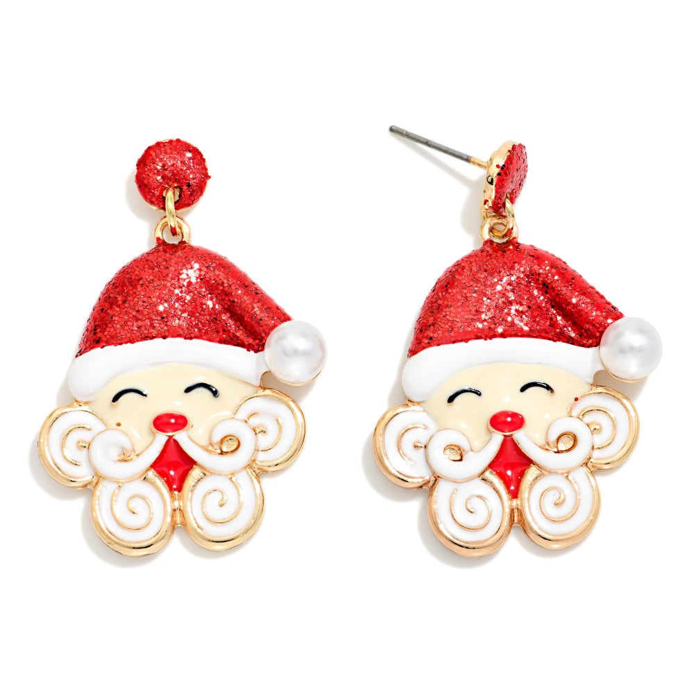 Christmas Enamel & Glitter Post Drop Earrings