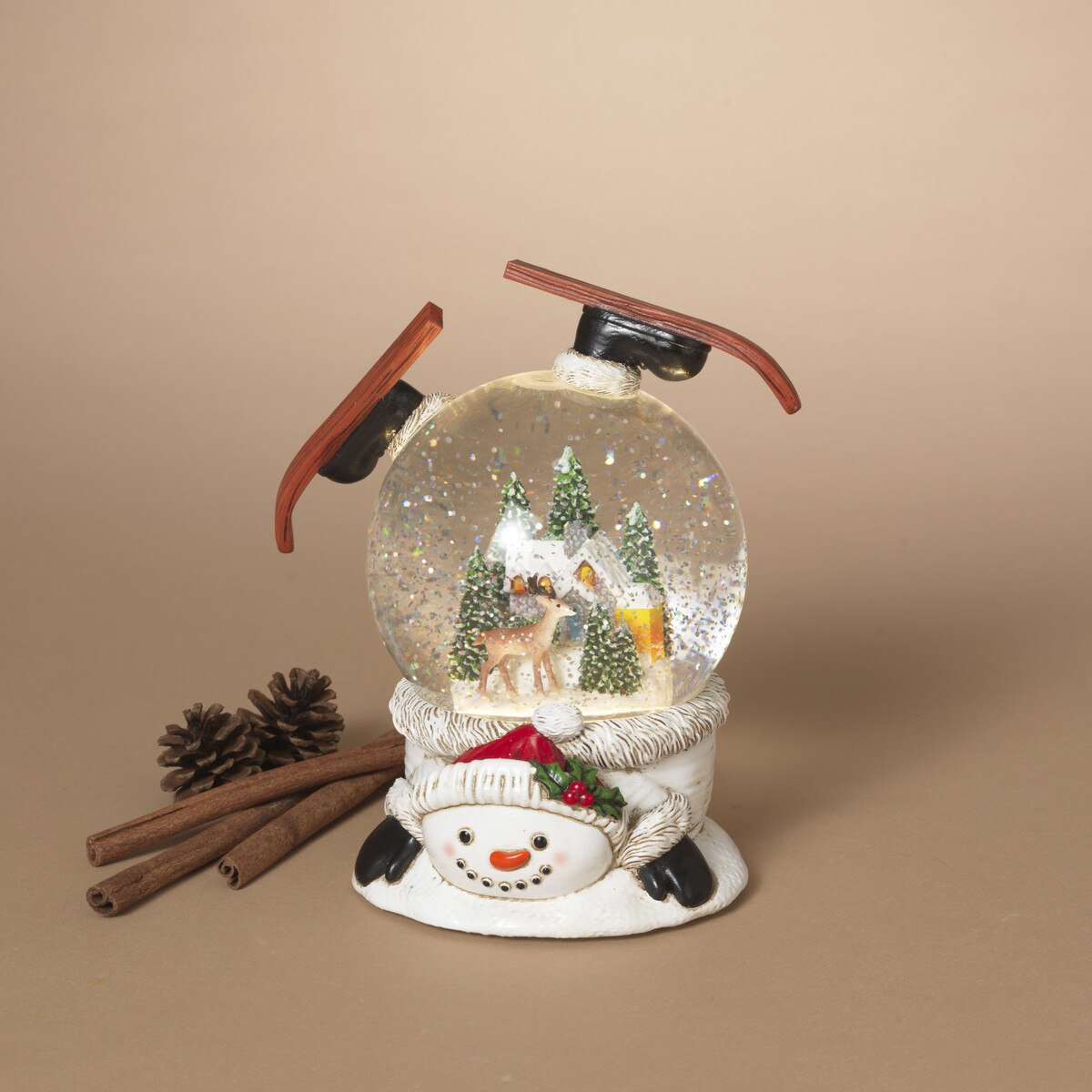7.48"H B/O Lighted Spinning Water Globe Snowman w/ Timer