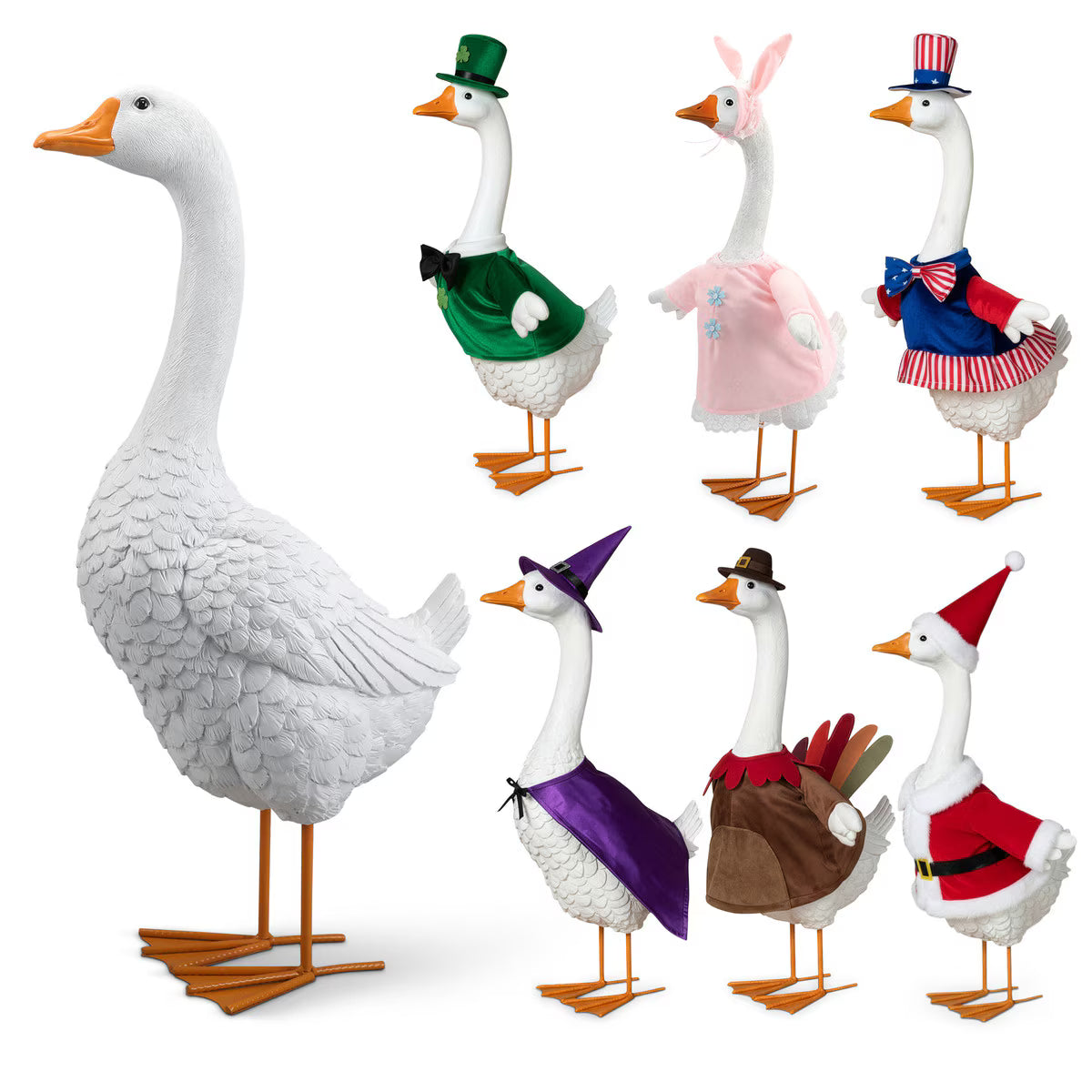 24.21"H Resin Porch Goose w/ 6 Changeable Outfits