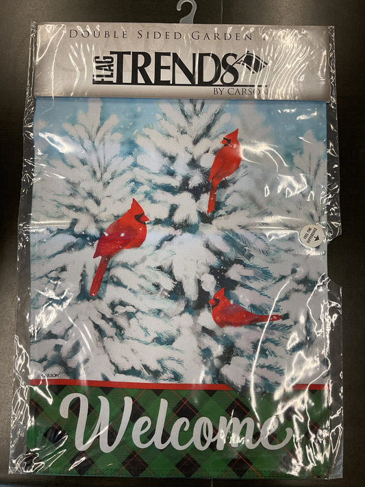 Winter Cardinals Garden Flag