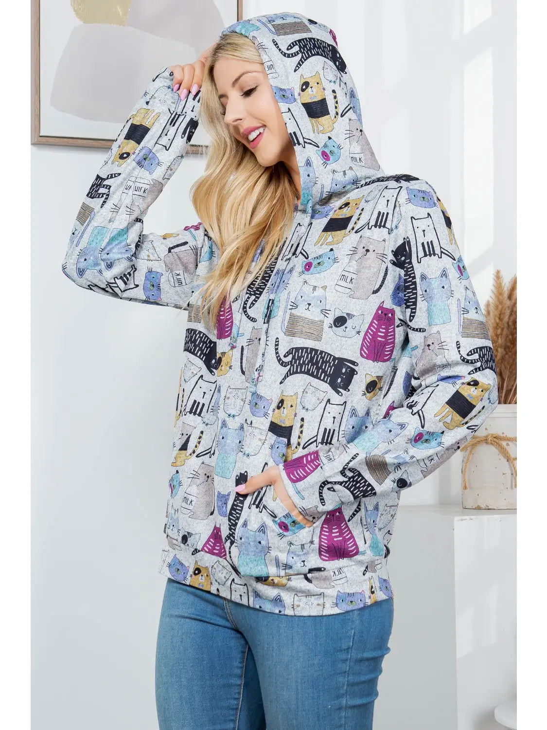 Cat Sweater Knit Pullover Hoodie
