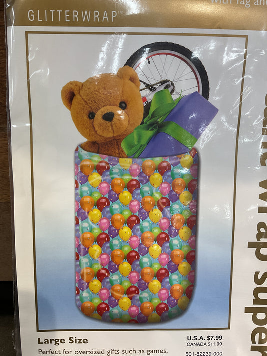Large Gift Sac with Tag and Yarn, Asst