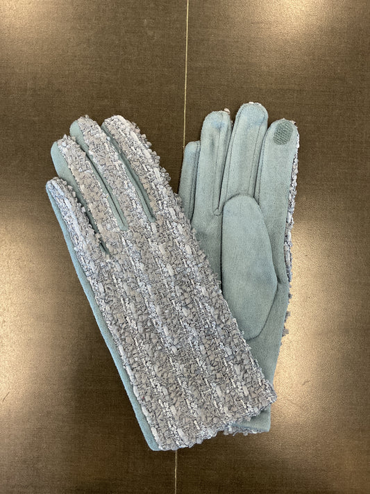 Shimmering Tweed Faux Suede Gloves
