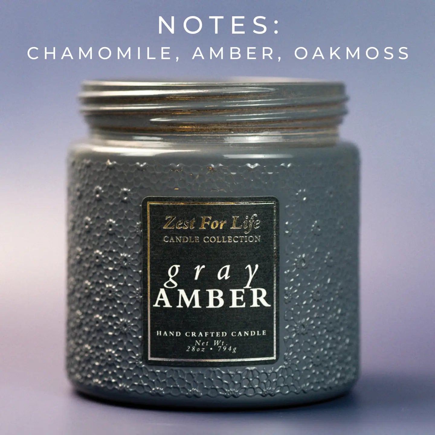 Gray Amber 28 oz Candle