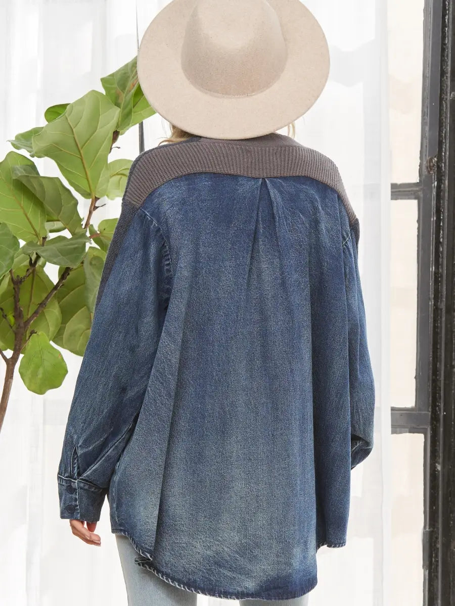 Mixed Media Oversized Cardigan