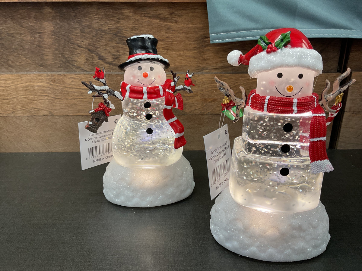 Lighted Snowman Spinning Water Globe - Two Styles