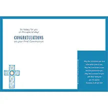Blue First Communion Day - Faith First Communion Boy Card