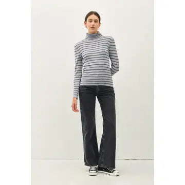 Classic Cut Striped Turtle Neck Sweater