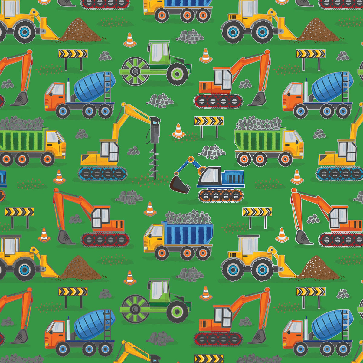 Construction Trucks Green - Gift Wrap Rolls