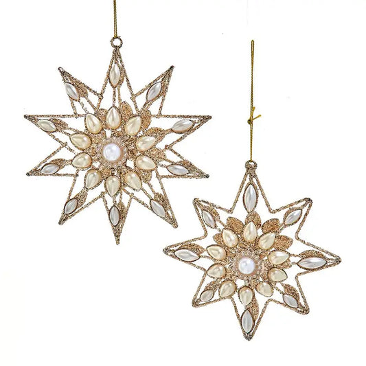 Platinum Snowflake Ornament with Pearls