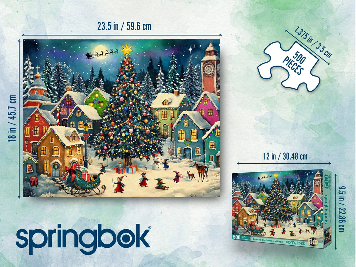 Festive Christmas Village 500 Piece Jigsaw Puzzle