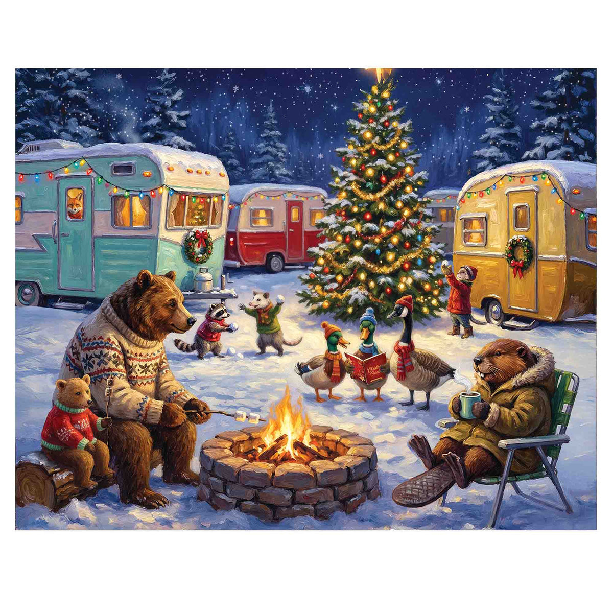 Woodland Christmas Campfire 1000 Piece Jigsaw Puzzle
