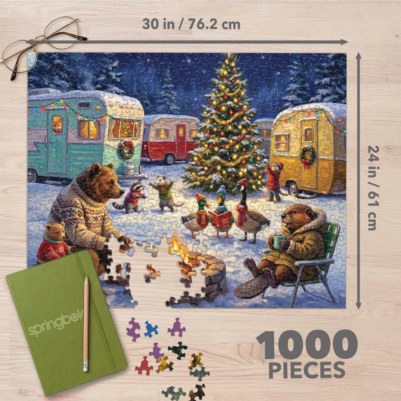 Woodland Christmas Campfire 1000 Piece Jigsaw Puzzle