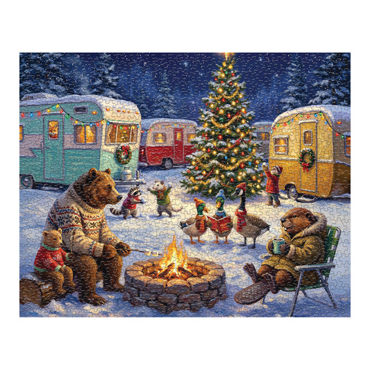 Woodland Christmas Campfire 1000 Piece Jigsaw Puzzle