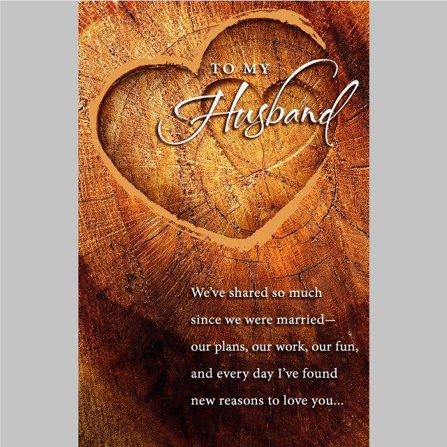 Birthday Card for Husband (Wood Heart Photo)
