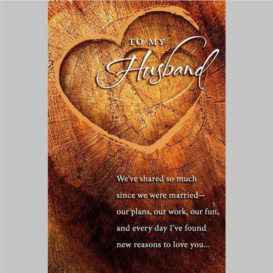 Birthday Card for Husband (Wood Heart Photo)