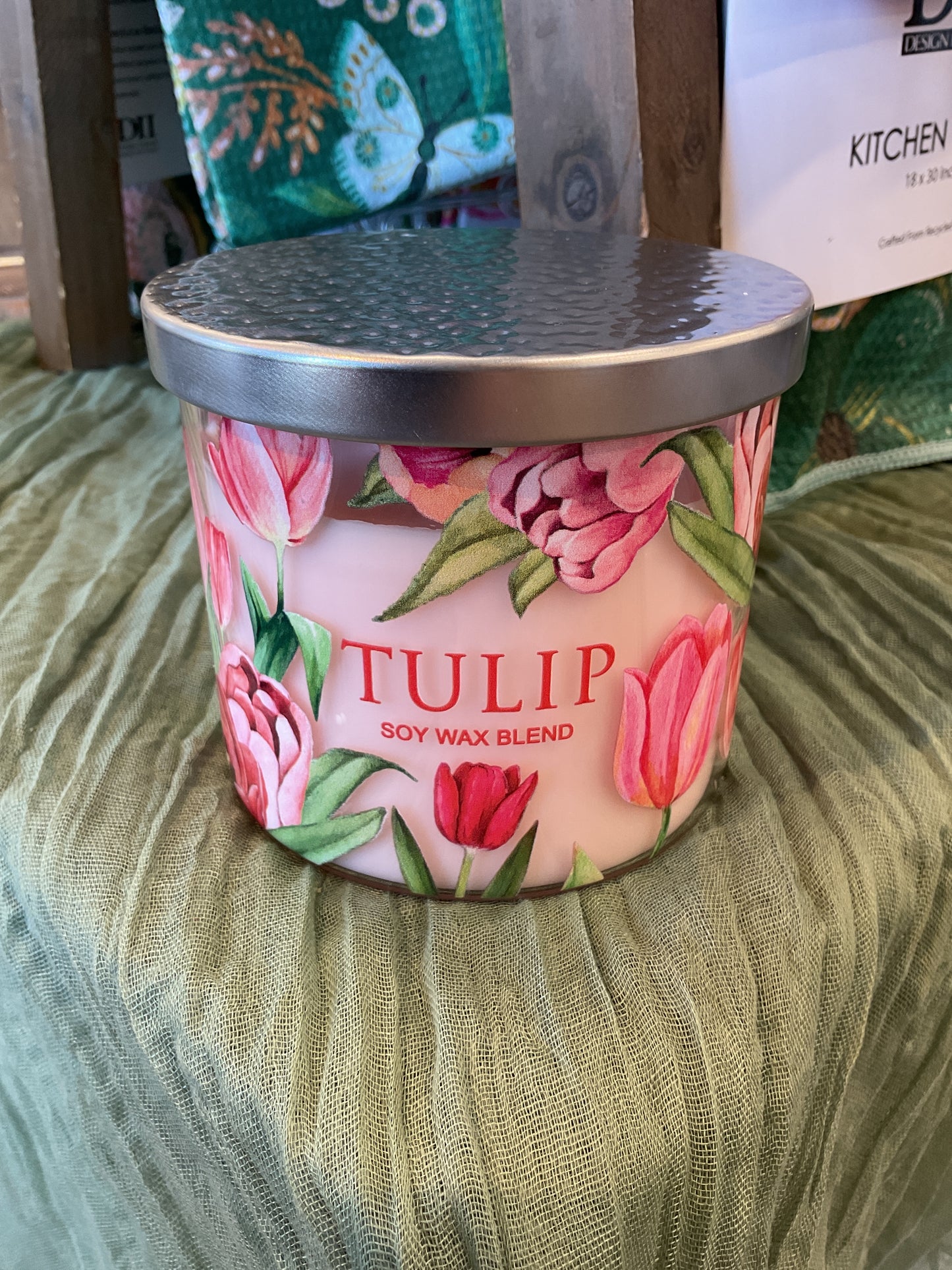 Spring Blossoms Printed Glass Candle Collection